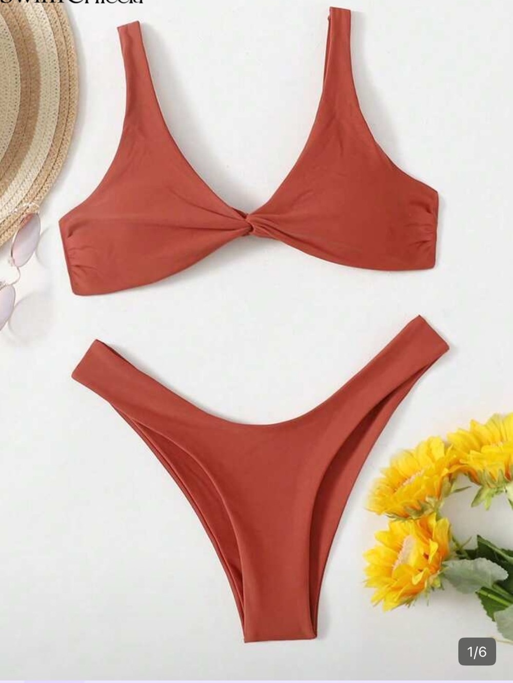SHEIN Rust Knot-Front Bikini Set